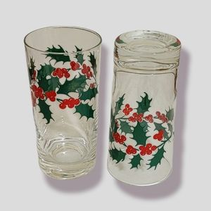 Vintage Christmas Lead Crystal Drinking Glasses (2)